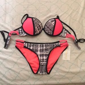 Tribal pink bathing suit